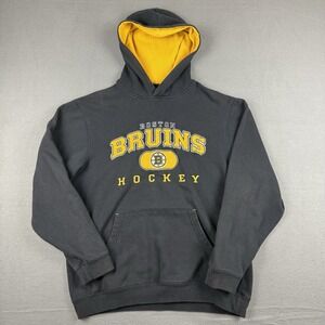 BOSTON BRUINS REEBOK Face Off Sweatshirt Hoodie Mens‎ Medium NHL Hockey Waffle